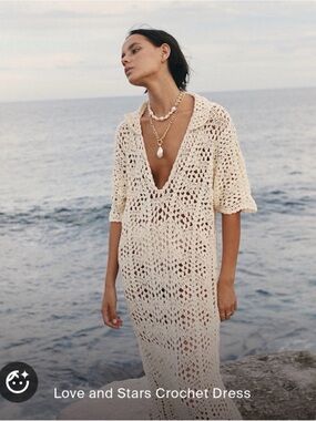 Maurie + Eve Cream Crochet Maxi Cover-Up Dress